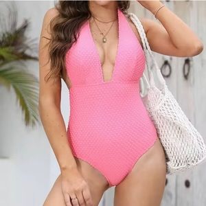 Palm Beach Pink Plunge Pink One Piece Swimsuit by Women’s Size Medium